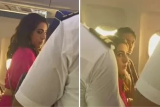 Bollywood’un en ünlü oyuncusu Sara Ali Khan, uçakta üzerine meyve suyu döken hostesi itekledi