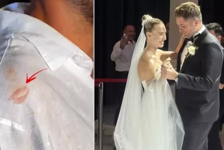 Mert Öcal ve Sude Burcu’nun düğününe ünlü ismin gömleğindeki iz damga vurdu